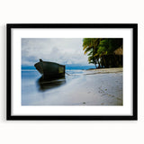 Vintage poster art of Central American landscape in muted earth tones, framed in black, ideal for bedroom wall decor.