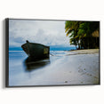 Black and white vintage poster art of a Central American landscape on framed canvas, suitable for bedroom decor.