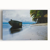 Black and white stretched canvas featuring a panoramic view of a Central American cityscape, ideal for kitchen wall art.