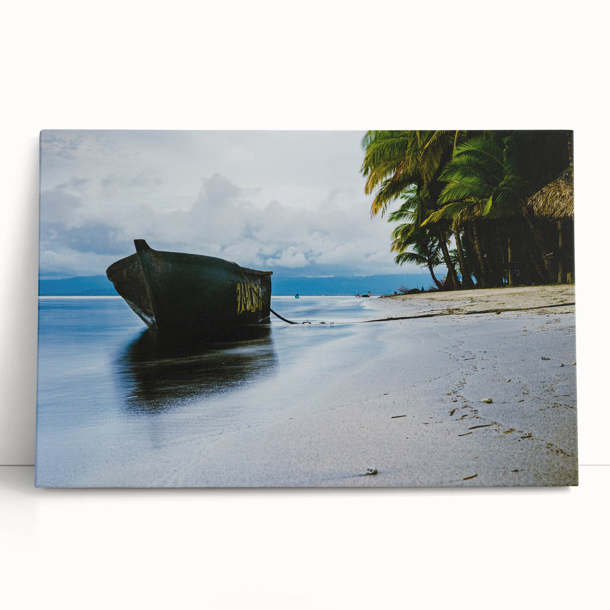 Black and white stretched canvas featuring a panoramic view of a Central American cityscape, ideal for kitchen wall art.