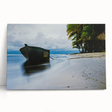 Black and white stretched canvas featuring a panoramic view of a Central American cityscape, ideal for kitchen wall art.