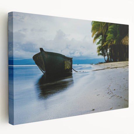 Panama scenery on large stretched canvas featuring vibrant green and blue tones, ideal for kitchen wall art.