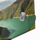 Large abstract wall art depicting a European scenery on acrylic glass in mid-century modernist style.