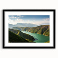 Extra large abstract art print featuring a colorful, textured depiction of a European scenery on a framed black mat.