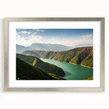 Textured abstract art print of a European scenery in muted earth tones, framed in silver, ideal for bedroom art.
