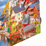 Large abstract wall art of a European scenery in Austria, featuring muted earth tones on acrylic glass.