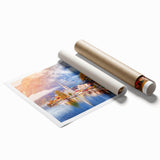 Soft pastel floral landscape on rolled print, suitable for large living room or classy bathroom decor.