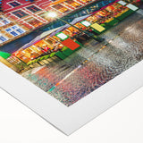 Art deco poster featuring a serene Belgian landscape in muted earth tones on rolled canvas, suitable for dining room decor.