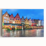 Black and white photograph of a European cityscape on stretched canvas, suited for kitchen or bedroom wall art.