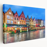 European landscape with muted green and brown tones on stretched canvas, ideal for kitchen wall art.