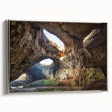 Landscape art painting of a Bulgarian scenery on framed canvas, featuring colorful art in vintage poster style.