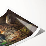 Extra large rolled print featuring line art flowers in muted earth tones, ideal for large living room wall art.