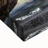 Large art of a black and white Bulgarian landscape on stretched canvas, ideal for bedroom wall decor.