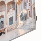 Large abstract wall art depicting a Croatian landscape in muted earth tones on acrylic glass.