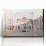 Art deco poster of a European Croatian landscape in gold acrylic frame, suitable as modern art wall decor.