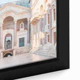 Black framed canvas of a textured Croatian landscape, featuring vibrant colors, ideal for living room decor.