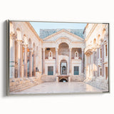 Landscape painting of a Croatian scenery on framed canvas, featuring muted earth tones, ideal for bedroom wall decor.