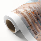 Art deco poster of a Croatian landscape in soft pastel shades on rolled canvas, suitable for nursery wall art.