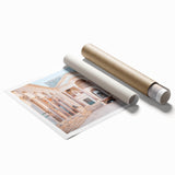 Extra large rolled print depicting a serene Croatian landscape in pastel shades.