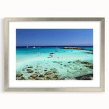 Extra large abstract art print of a European Cyprus scenery in silver frame, textured design, ideal for living room decor.