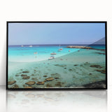 Large abstract wall art depicting a European Cyprus scenery in muted earth tones on a framed acrylic.