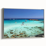 Framed canvas depicting a vintage-style black and white landscape of Cyprus, ideal for bedroom wall art.