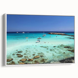 Framed canvas featuring a vintage-style landscape painting of a European countryside in muted earth tones.