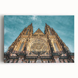 Black and white stretched canvas featuring Prague cityscape, ideal for kitchen wall art or bedroom ambiance.