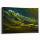 Black and white framed canvas of a Czech Republic landscape in a vintage poster style, ideal for bedroom decor.