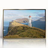 Art Deco poster featuring a European Denmark scenery in gold and black tones on framed acrylic.