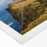 Art deco poster featuring a serene Danish landscape in muted green and blue tones on rolled canvas.