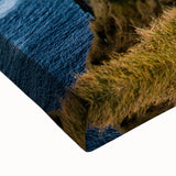 Black and white landscape painting of a serene Danish countryside on large stretched canvas, suitable for bedroom decor.