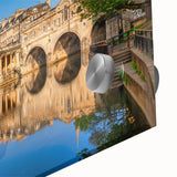 Acrylic print of a European cityscape in muted earth tones, suitable for bedroom or dining room decor.