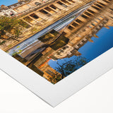 Art Deco poster of Bath, England, in muted green and beige tones on rolled canvas, suited for dining room or bathroom art.