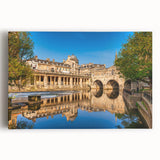Black and white stretched canvas of Bath, England, featuring architectural details, ideal for kitchen wall art.