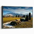 Black and white landscape art painting of Cumbria, England on framed canvas, suitable for bedroom decor.