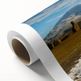 Art Deco poster of Cumbria, England, featuring soft pastel hues on rolled canvas, ideal for nursery wall art.