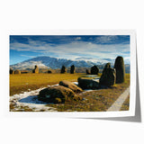 Rolled print of Cumbria, England scenery with soft pastel floral designs, ideal for art wall dining room.