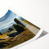 Extra large rolled print of line art flowers in soft pastel shades, ideal for large living room wall art.