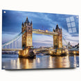 Acrylic print of London scenery in muted gray and blue tones, ideal for dining room decor.