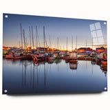 Acrylic print of a serene European landscape, muted earth tones, ideal for dining room ambiance.