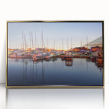 Art deco poster of a European cityscape in muted gold tones, framed acrylic, ideal for modern art wall decor.