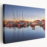 Scenic view of an Estonian landscape on a large stretched canvas, featuring muted green and blue tones.