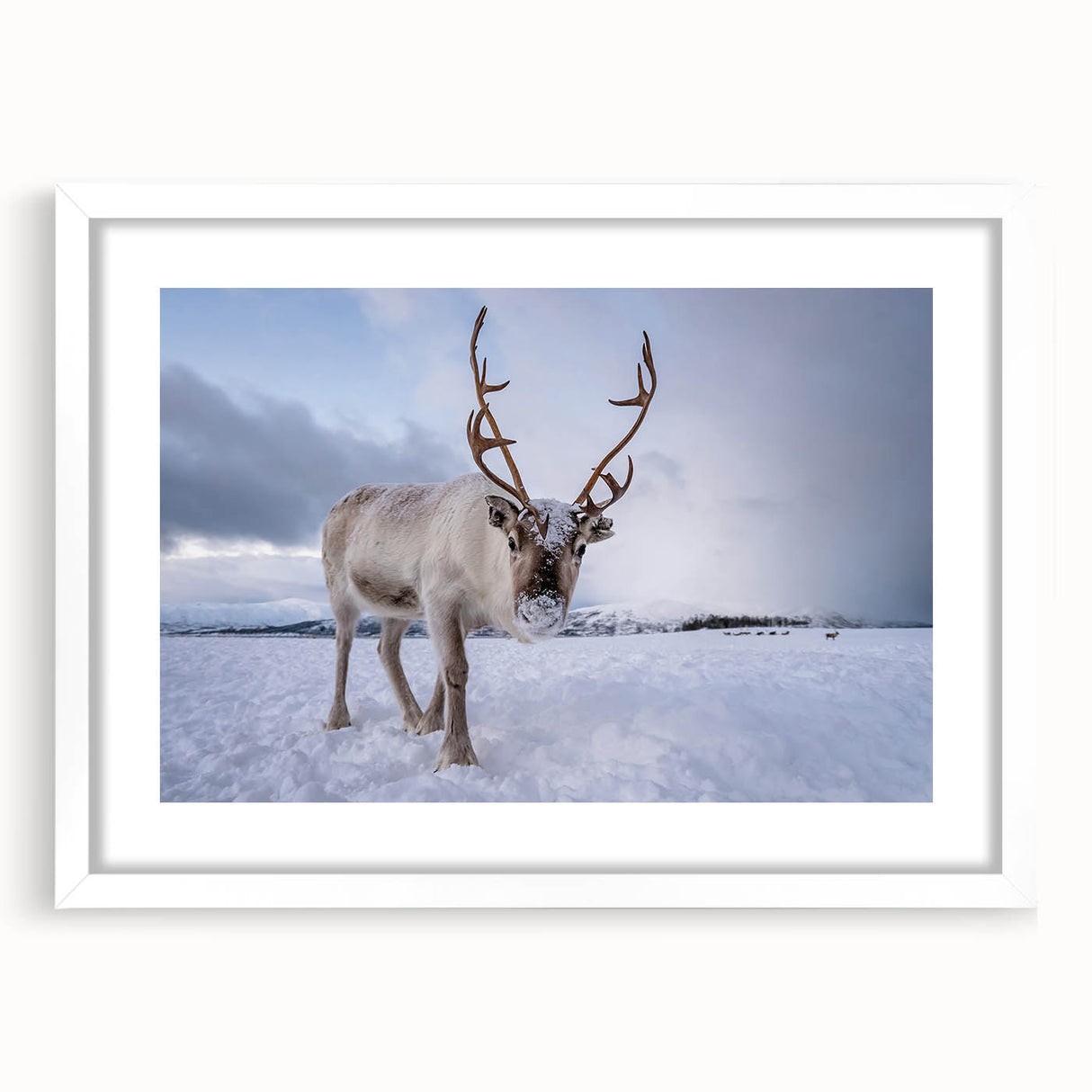 Textured abstract art print depicting a serene Finnish landscape in muted earth tones, framed with a white mat.