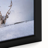 Extra large framed canvas featuring a textured black wall art scene of a European Finnish landscape.