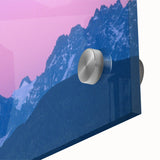 Acrylic glass print of French Alps in muted earth tones, suited for dining room art in a mid-century modernist style.