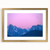 Abstract art print of the French Alps in muted earth tones on a framed canvas, suitable for dining room decor.