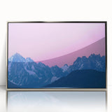 Framed acrylic print of the French Alps in muted earth tones, ideal for modern art wall decor.