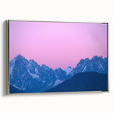 Landscape art painting of the French Alps on a framed canvas, featuring muted earth tones and a vintage poster style.