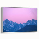 Vintage poster art of the French Alps on a framed canvas, featuring vibrant, colorful art.